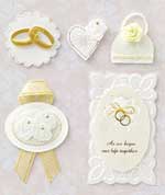 Gold & White Wedding Rings - 3D Decoupage Stickers