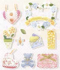 Patchwork Hearts and Flowers - 3D Decoupage Stickers