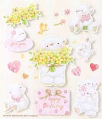 White Bear with Flowers - 3D Decoupage Stickers