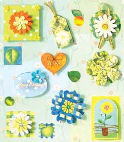 Green and Blue Flowers  - 3D Decoupage Stickers
