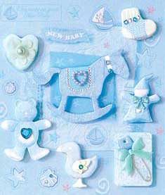 Blue Rocking Horse and Bear - 3D Decoupage Stickers