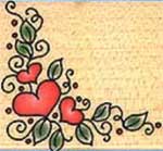 Hearts & Leaves Corner - Rubber Stamp