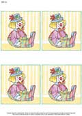 A4 Toy Clown Design x 4 - Decoupage Paper