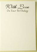 With Love Birthday White and Silver Card & Envelope