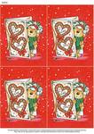 A4 Christmas Card Bear x 4 - Decoupage Paper