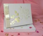 Gold Leaf & Rose Handmade Silk Screen Printed Guestbook