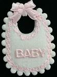 BABY GIRL White Fabric Bib with Pink Satin Decoration