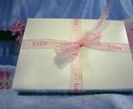 Sheer Pink Ribbon with Glitter BABY Wording 1mtr