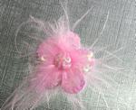 Sheer fabric wired Pink Flower with Pearlised Sequins