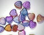 Multi Colour Pink/Lilac/Gold Shimmering Heart Beads