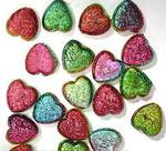 Multi Colour Red/Green/Yellow Shimmering Heart Beads