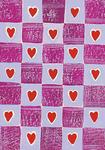 Border Panel -Purple Squares Pattern with Hearts
