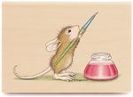 Cute Writing Mouse - Rubber Stamp